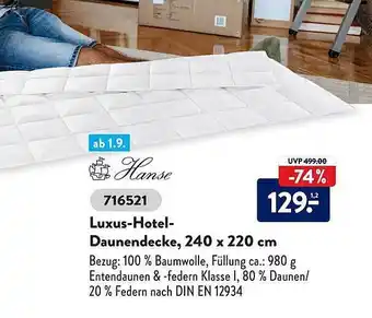 Aldi Süd Luxus-hotel-daunendecke Angebot