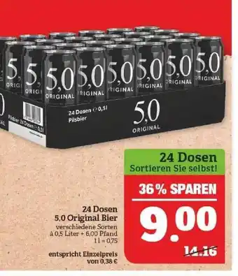 Marktkauf 24 dosen 5,0 original bier Angebot