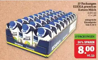 Marktkauf 27 packungen edeka premium katzen milch Angebot