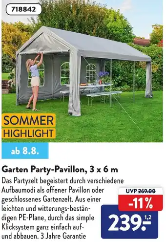 Aldi Nord Garten Party Pavillon, 3 x 6 m Angebot