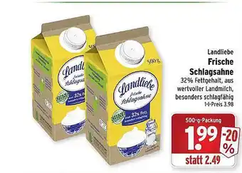 Wasgau Landliebe frische schlagsahne Angebot