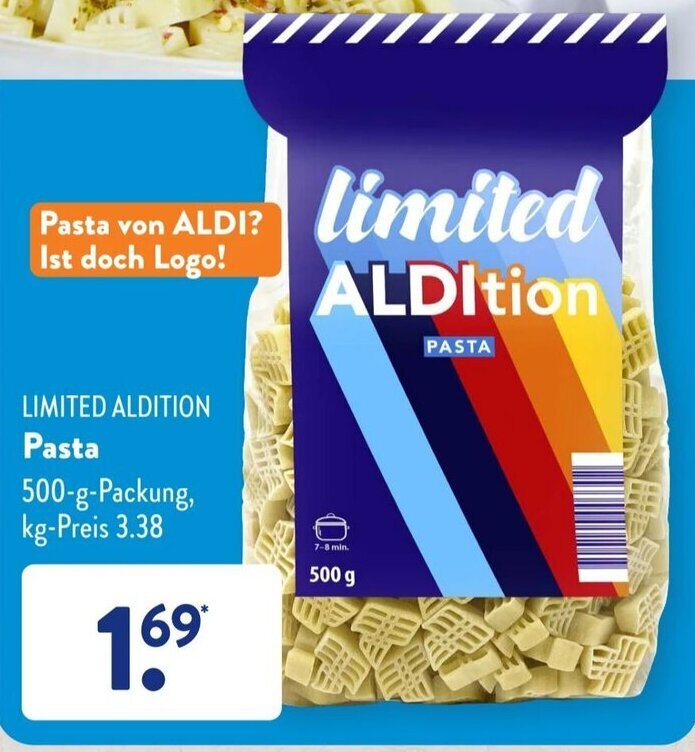 Limited Aldition Pasta 500 g Packung Angebot bei Aldi Süd
