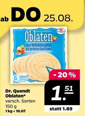 NETTO Dr. Quendt Oblaten 150g Angebot