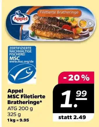 NETTO Appel MSC Filetierte Bratheringe 200g Angebot