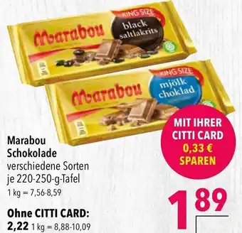 CITTI Markt Marabou Schokolade 220-250-g-Tafel Angebot