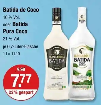 V Markt Batida de Coco oder Batida Pura Coco 0,7 Liter Flasche Angebot