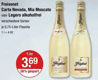 V Markt Freixenet Carta Nevada, Mia Moscato oder Legero alkholfrei 0,75 Liter Flasche Angebot