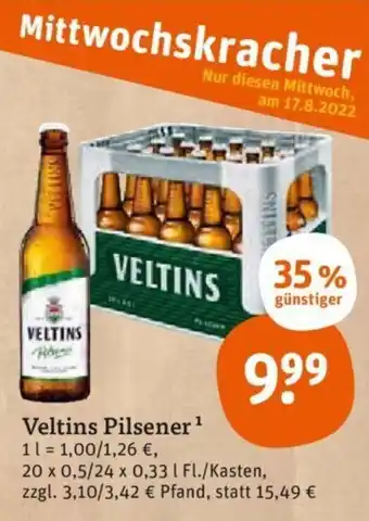 tegut Veltins Pilsener 20x0,5L / 24x0,33 L Angebot