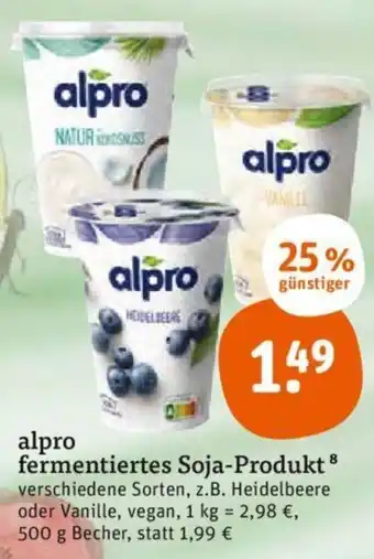 tegut Alpro Fermentiertes Soja Produkt 500 g Becher Angebot