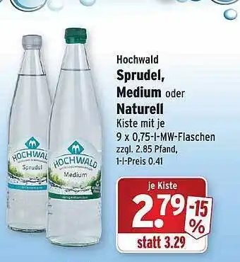 Wasgau Hochwald sprudel oder medium oder narurell Angebot