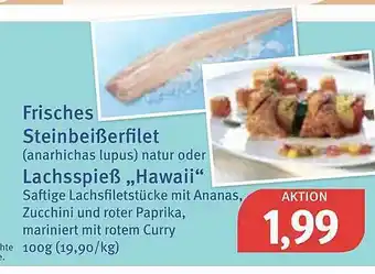 Feneberg Frisches steinbeißerfilet oder lachsspieß hawaii Angebot