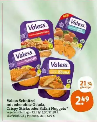 tegut Valess schnitzel mit oder ohne gouda, crispy sticks oder safari nuggets Angebot