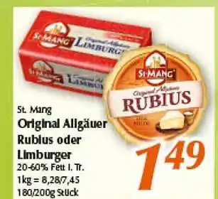 inkoop St mang original allgäuer rubius oder limburger Angebot