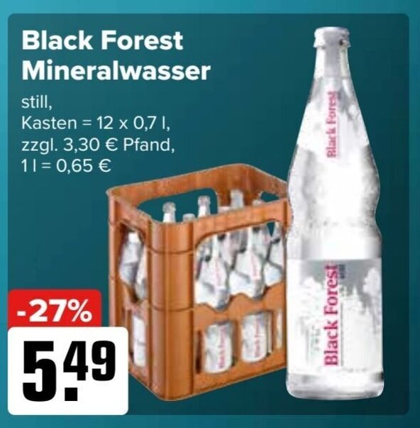 Black Forest Mineralwasser 12*700ml Angebot bei Logo Getränkemarkt