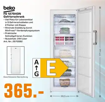 Saturn Beko Gefrierschrank | FS 12794ON Angebot