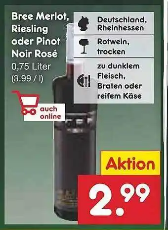 Netto Marken-Discount Bree merlot, riesling oder pinot noir rosé Angebot