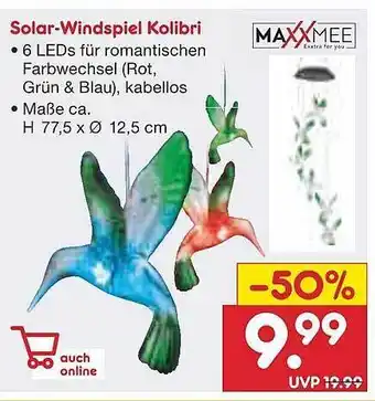 Netto Marken-Discount Solar-windspiel kolibri Angebot