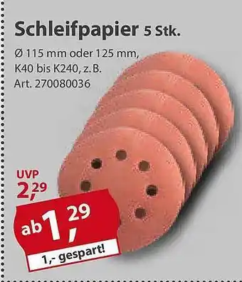 Sonderpreis Baumarkt Schleifpapier Angebot