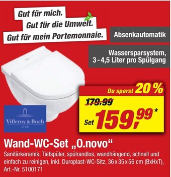 toom Baumarkt Villeroy & Boch Wand WC Set ,,O.novo" Angebot