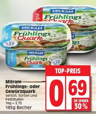 Edeka Milram Frühlings oder Gewürzquark 185 g Becher Angebot