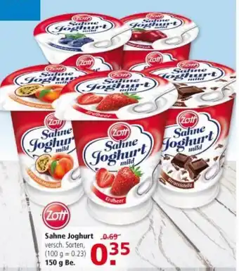 Multi Markt Zott Sahne Joghurt 150g Angebot