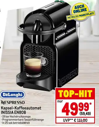 METRO DēLonghi Nespresso Kapsel Kaffeeautomat Inissia EN80B Angebot