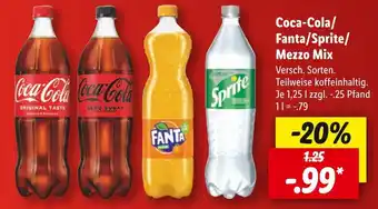 Lidl Coca cola/ fanta/sprite/ mezzo mix softdrinks Angebot