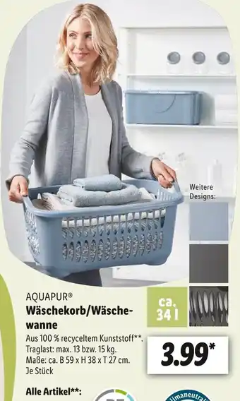 Lidl Aquapur wäschekorb/wäschewanne Angebot