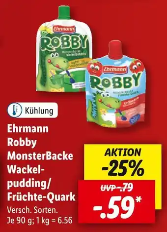 Lidl Ehrmann robby monsterbacke wackelpudding/früchte-quark Angebot