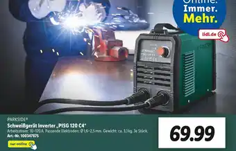 Lidl Parkside schweißgerät inverter „pisg 120 c4“ Angebot