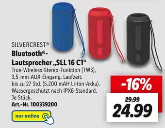 Lidl Silvercrest bluetooth-lautsprecher „sll 16 c1“ Angebot