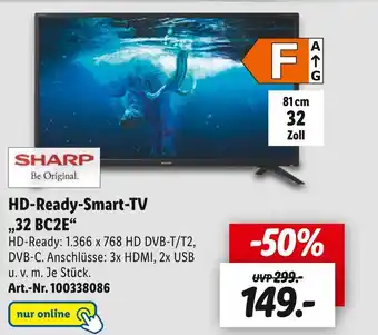 Lidl Sharp hd-ready-smart-tv „32 bc2e“ Angebot