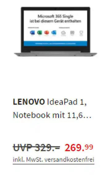 MediaMarkt Lenovo IdeaPad 1, Notebook mit 11,6 Angebot