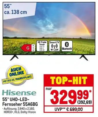 METRO Hisense 55" UHD LED Fernseher 55A6BG Angebot