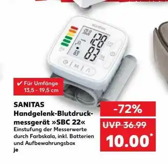 Kaufland Sanitas handgelenk-blutdruckmessgerät sbc 22 Angebot