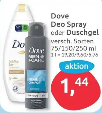 Budni Dove Deo Spray oder Duschgel 75/150/250 ml Angebot