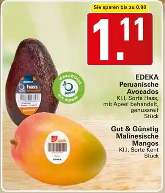 WEZ Edeka Peruanische Avocados oder Gut & Günstig Malinesische Mangos Angebot