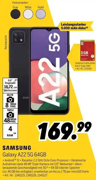 MEDIMAX Samsung Galaxy A22 5G 64GB Angebot