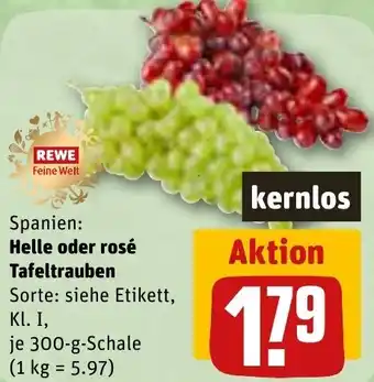 REWE Helle oder rosé Tafeltrauben 300 g Schale Angebot