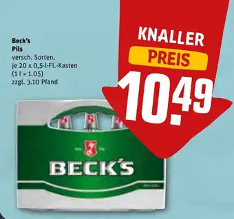 REWE Beck's Pils 20x0,5 L-Fl. Kasten Angebot