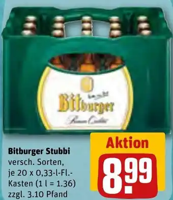 REWE Bitburger Stubbi 20x0,33 L Fl. Kasten Angebot