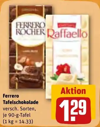 REWE Ferrero Tafelschokolade 90 g Tafel Angebot