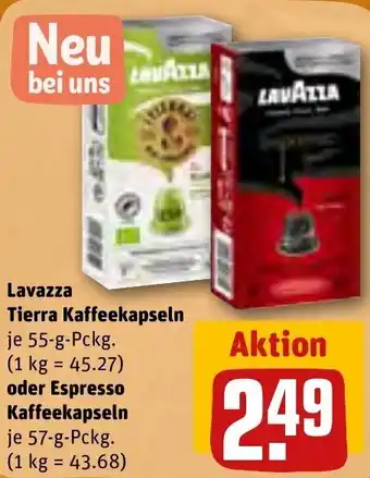 REWE Lavazza Tierra Kaffeekapseln 55 g oder Espresso Kaffeekapseln 57 g Pckg. Angebot