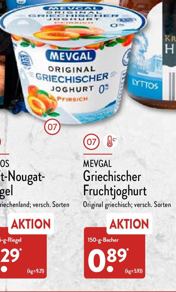 Mevgal Griechischer Fruchtjoghurt 150g Angebot bei Aldi Nord