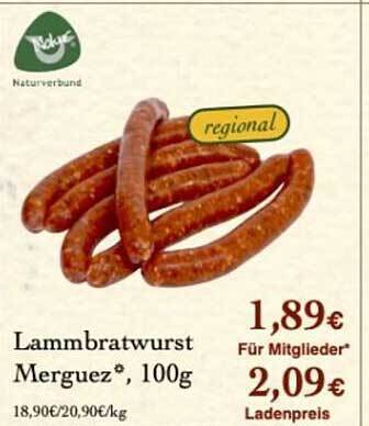 LPG Biomarkt Lammbratwurst merguez Angebot