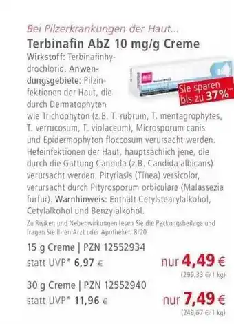 Apotal Terbinafin abz creme Angebot