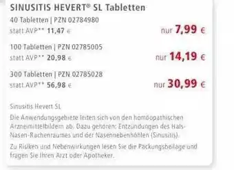 Apotal Sinusitis hevert sl tabletten Angebot