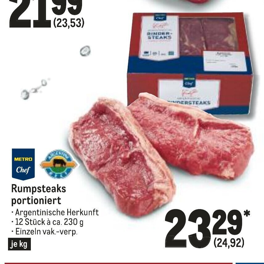Metro Chef Rumpsteaks portioniert 1kg Angebot bei METRO