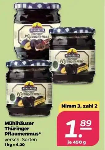 NETTO Mühlhäuser Thüringer Pflaumenmus 450g Angebot