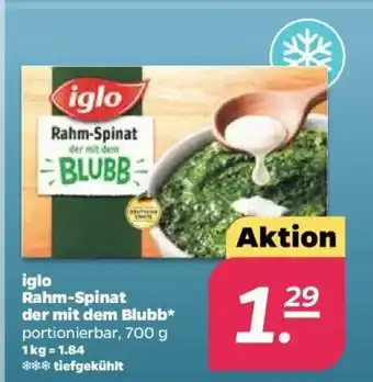 NETTO Iglo Rahm Spinat der mit dem Blubb 700g Angebot